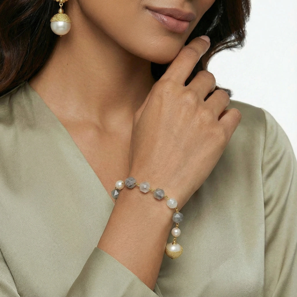 Pulsera de Perla Barroca y Cristal