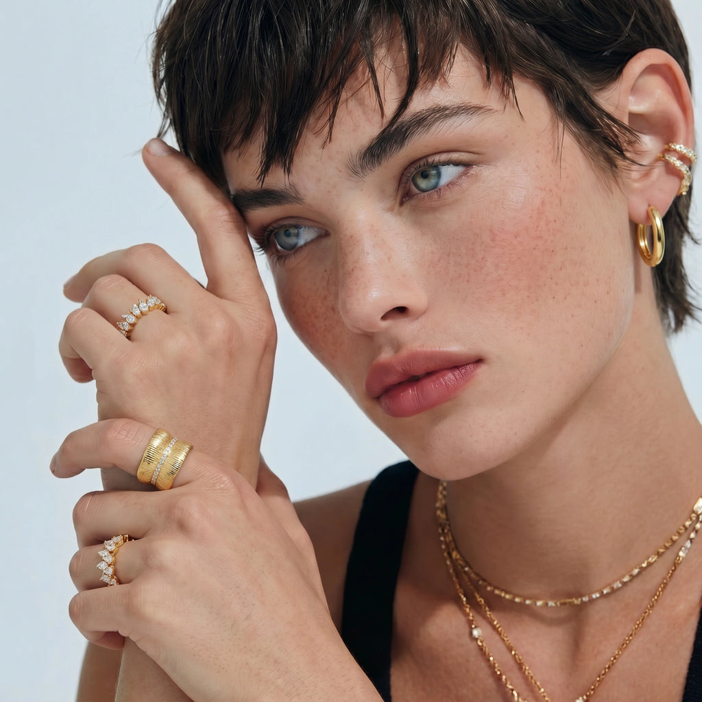 Anillo Doble Brillo Pera
