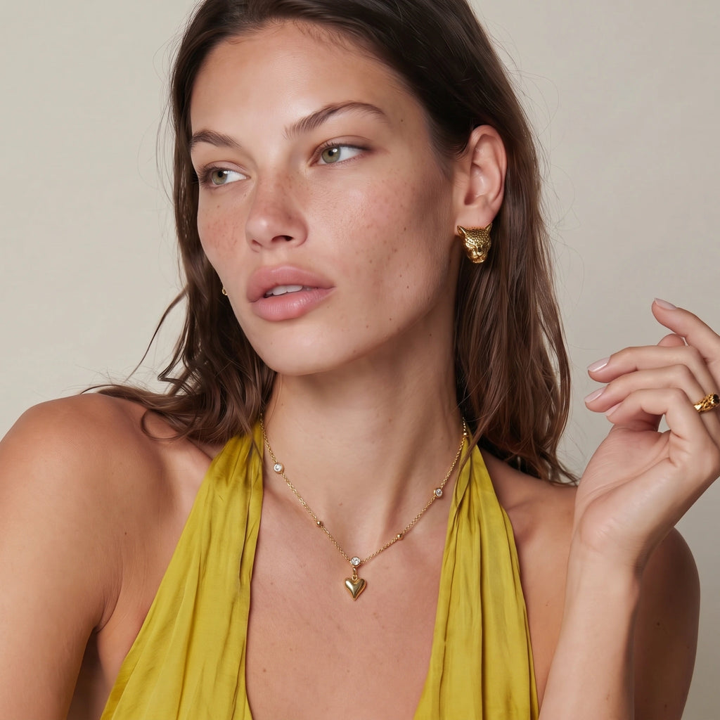 Collar con Dije de Corazón de Cristal